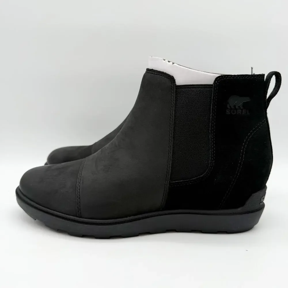 Sorel Womens Evie ll Chelsea Ankle Bootie US 11 EU 42 Black Suede Waterproof NIB